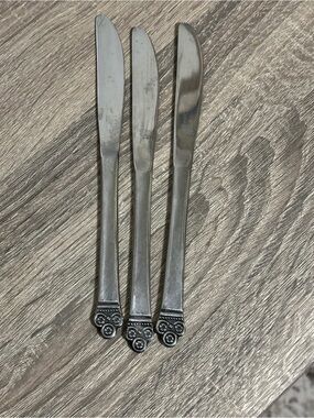 National Silver Stainless Dinner Knife King Eric Flatware Japan 3Pc Set
